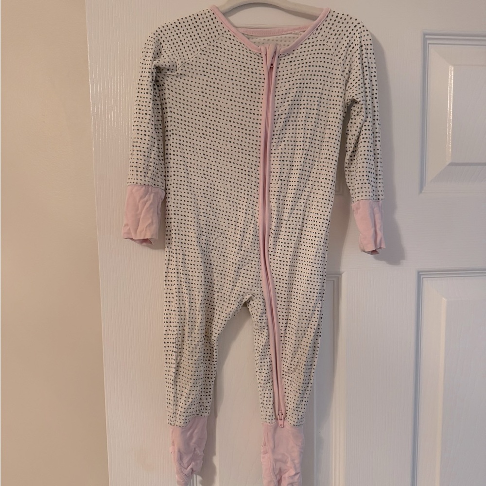 Little Sleepies Pink Dots Zippy - retired print, 3-6mo